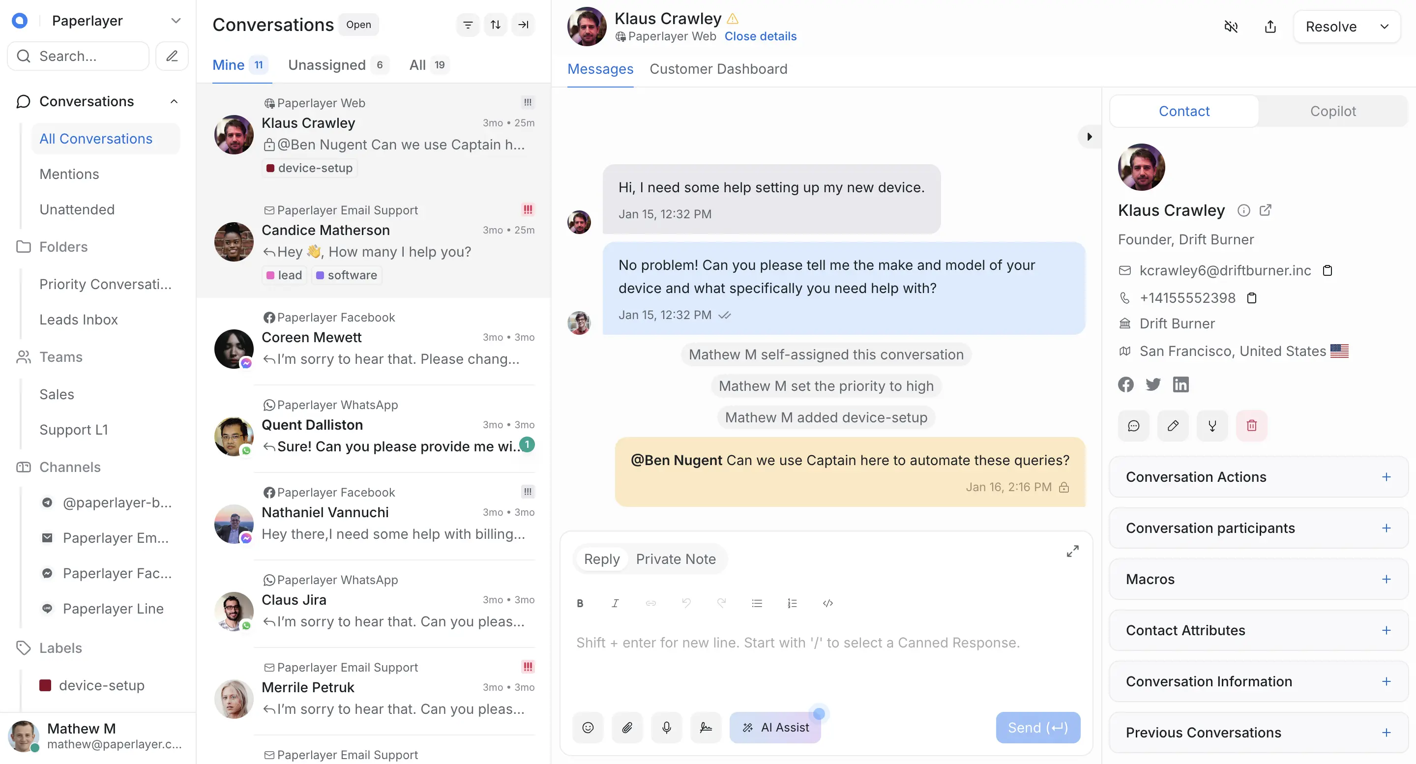 Zapyon AI platform interface showing customer conversations and automation